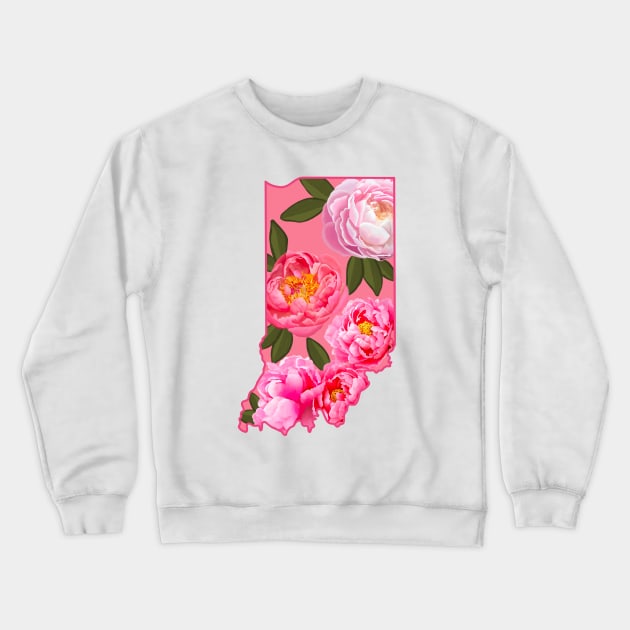 Indiana State Flower Peony Crewneck Sweatshirt by avadoodle